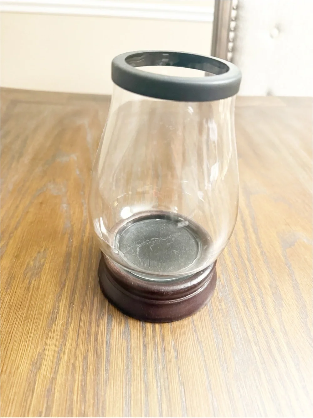 Pottery Barn Turned Wood Hourglass Hurricane Mini candle holder.